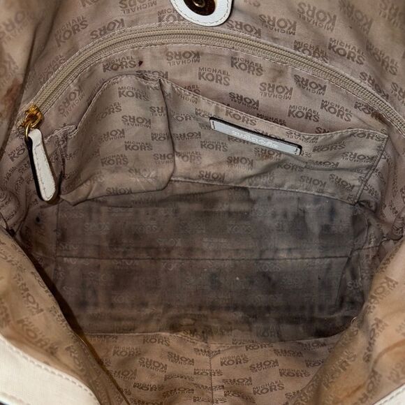 Michael Kors Bag Purse Handbag Lily Saffiano Leather Gold Chain Tote Shoulder - Picture 12 of 16